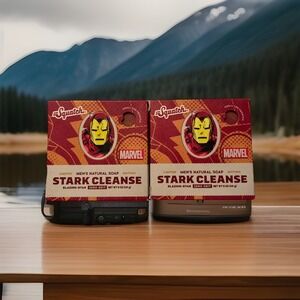 2Pk: Dr. Squatch Marvel Iron Man Stark Cleanse Zero Grit 5oz Bar Soap (2720-D5)